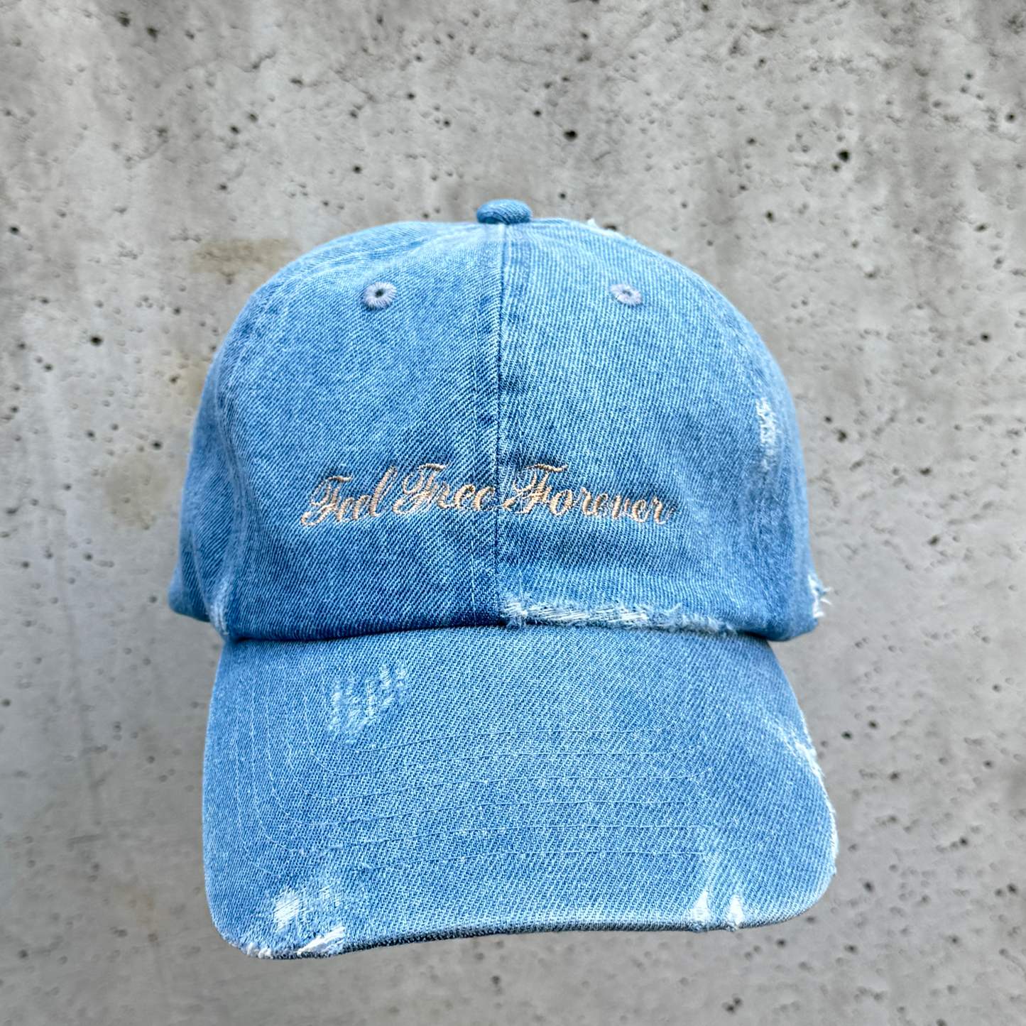 Distressed Denim Cap