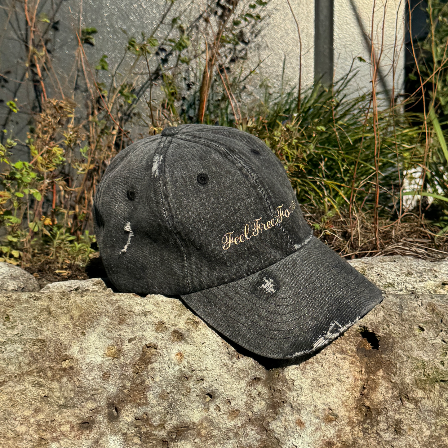 Distressed Denim Cap
